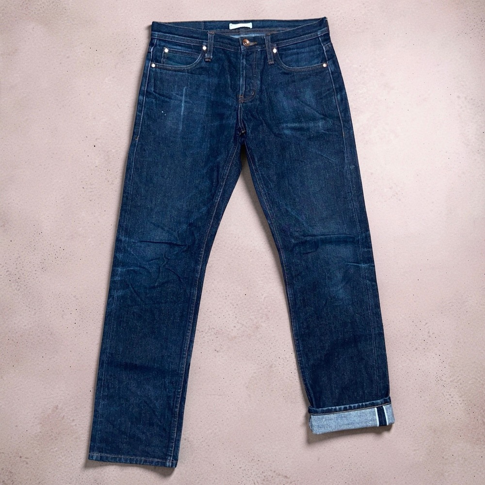 The Unbranded Brand UB101 Selvedge Raw Denim Jeans Mens 32 Skinny Indigo Blue